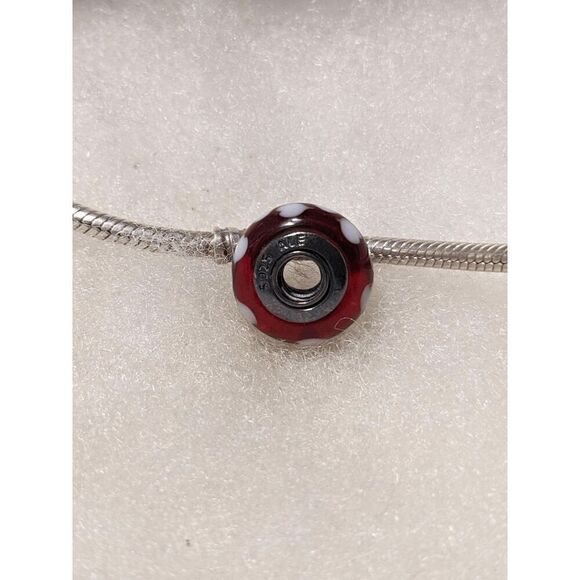 New Pandora Transparent Red w/White Dots Murano Bead - BEAUTIFUL!!! - Picture 2 of 4